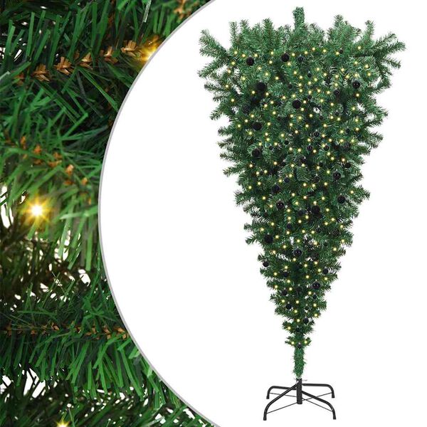 vidaXL Upside-down Artificial Pre-lit Christmas Tree with Ball Set