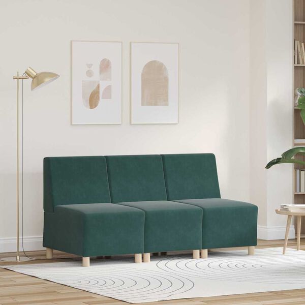vidaXL Modular Sofa Unit Armless 3 pcs Dark Green 55 x 74 x 82 cm