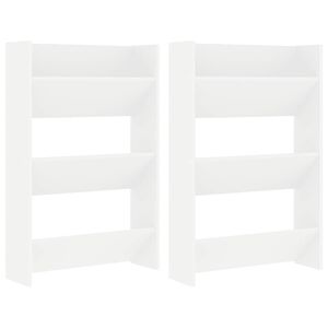 vidaXL Wall Shoe Cabinets 2 pcs White 60x18x90 cm Engineered Wood
