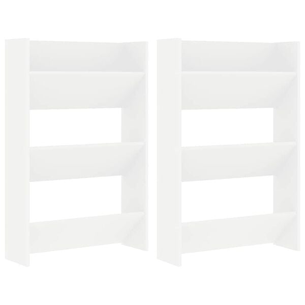 vidaXL Wall Shoe Cabinets 2 pcs White 60x18x90 cm Engineered Wood