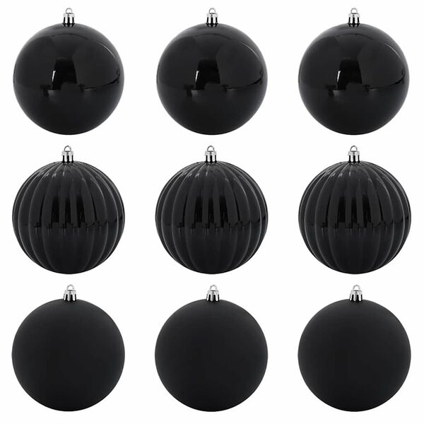 vidaXL Christmas Bauble Set 9 pcs Black Plastic