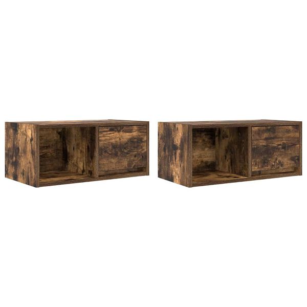 vidaXL TV Cabinets 2 pcs Smoked Oak 60x31x25.5 cm Engineered Wood