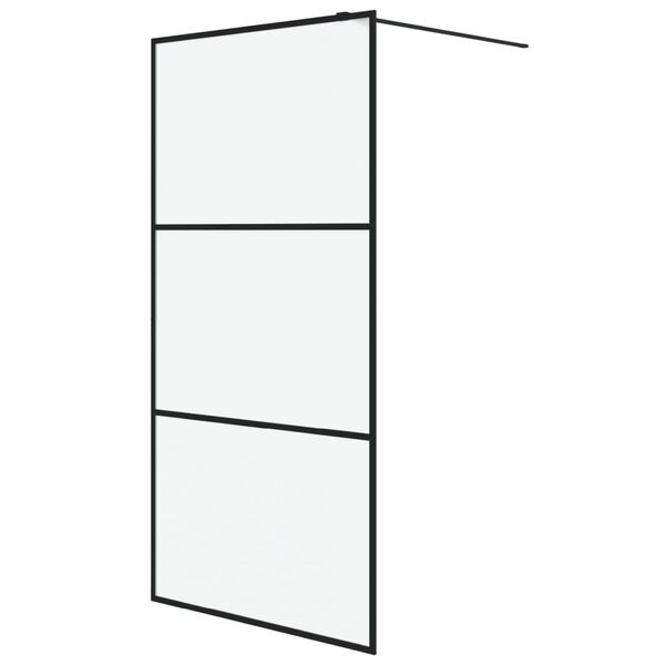 vidaXL Walk-in Shower Wall Black 100x195 cm Frosted ESG Glass