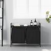 vidaXL Laundry Basket 2 Compartments with Shelf Black Oak