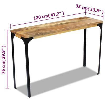 vidaXL Console Table Mango Wood 120x35x76 cm