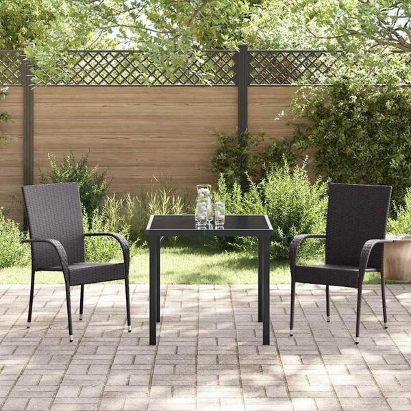 vidaXL Garden Dining Set 3 pcs Brown Powder-Coated Steel