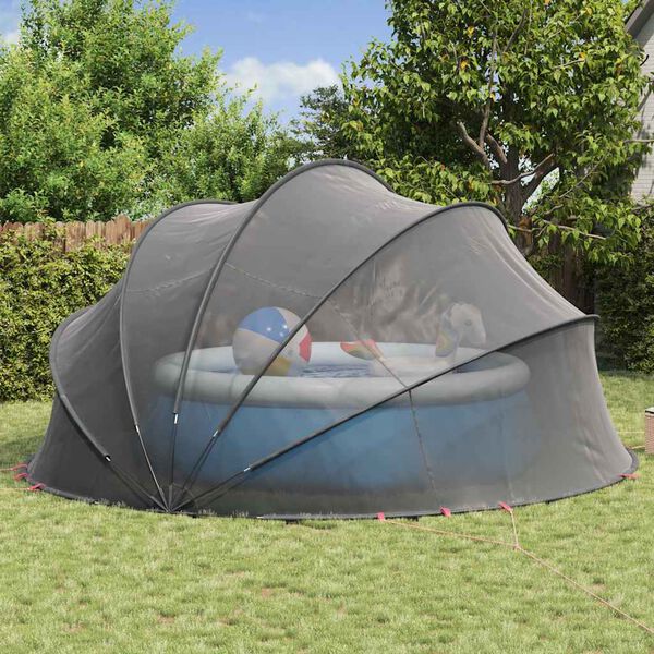 vidaXL Pool Dome Folding Manual Black 546 x 516 x 250 cm