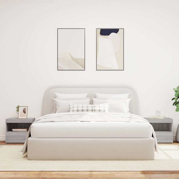 vidaXL Bedside Cabinets with LED Lights 2 pcs Grey Sonoma 50x40x45 cm