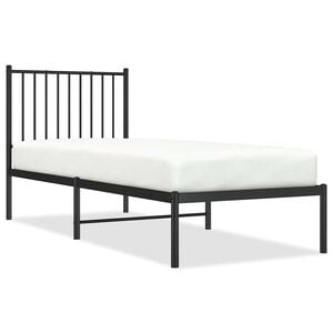 vidaXL Metal Bed Frame without Mattress with Headboard Black 75x190cm