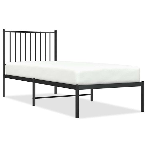 vidaXL Metal Bed Frame without Mattress with Headboard Black 75x190cm