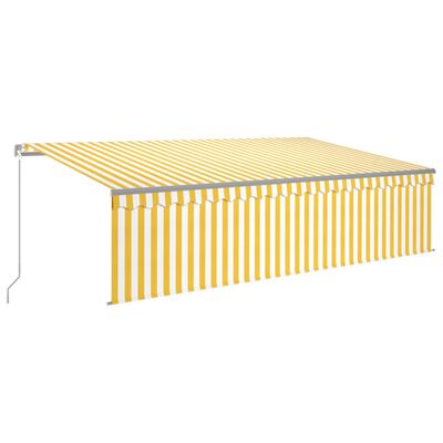 vidaXL Manual Retractable Awning with Blind 5x3m Yellow&White