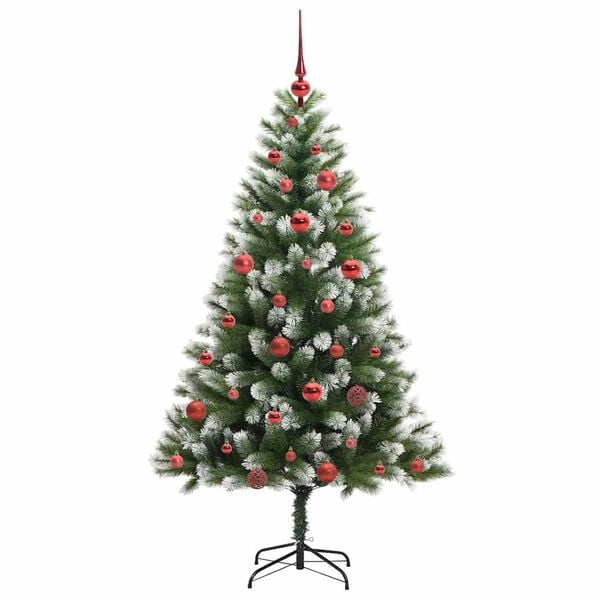 vidaXL Artificial Hinged Christmas Tree with Flocked Snow 150 cm