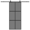 vidaXL Sliding Door with Hardware Set Black 90x205 cm Tempered Glass