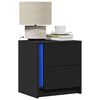 vidaXL Bedside Cabinets with LED Lights 2 pcs Black Engineered Wood