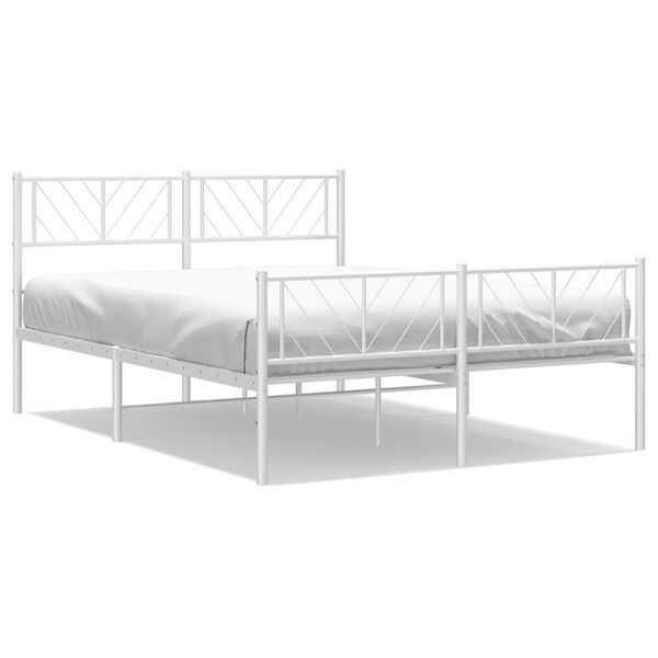 vidaXL Metal Bed Frame without Mattress with Footboard White 120x200cm