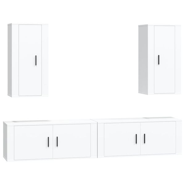 vidaXL 4 Piece TV Cabinet Set White Engineered Wood