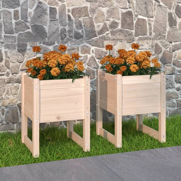 vidaXL Planters 2 pcs 40x40x52.5 cm Solid Wood Pine