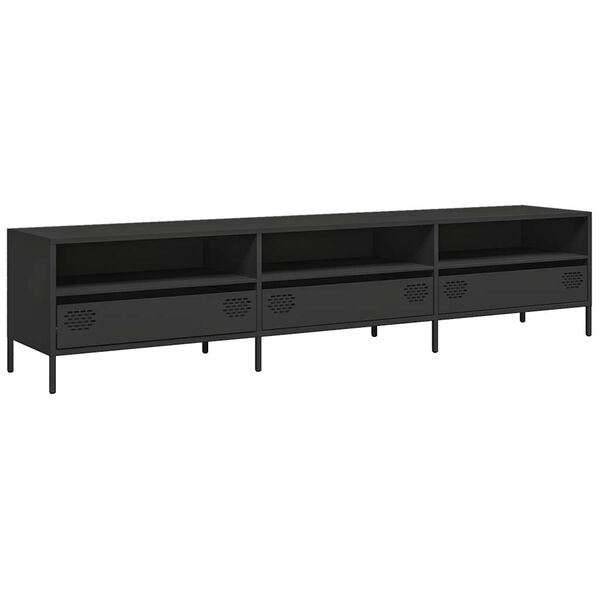 vidaXL TV Cabinet Black 202x39x43.5 cm Cold-rolled Steel