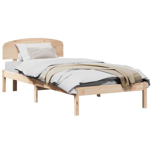 vidaXL Bed Frame with Headboard Natural 100 x 200 cm Solid Pine Wood