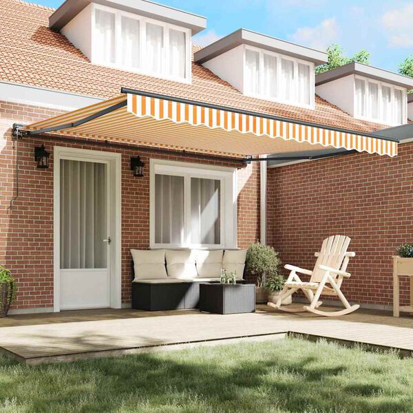 vidaXL Retractable Awning Yellow and White 400 x 300 cm