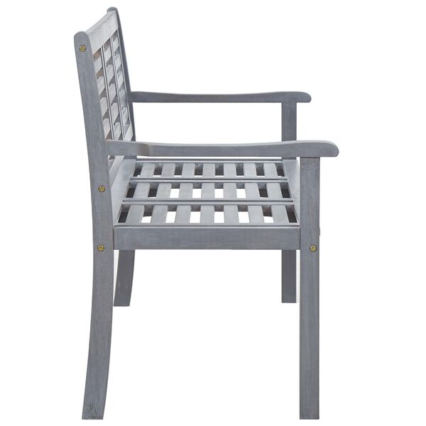 vidaXL 3-Seater Garden Bench 150 cm Grey Solid Eucalyptus Wood