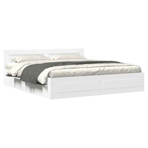 vidaXL Bed Frame with Headboard without Mattress White 200x200 cm
