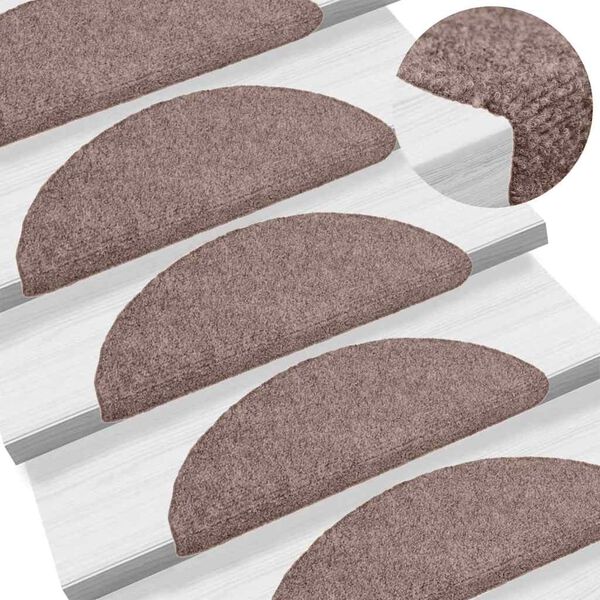 vidaXL Stair Mats Self-adhesive 10 pcs 56x17x3 cm Light Brown Half Round
