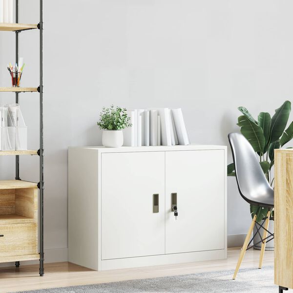vidaXL Storage Cabinet White 90 x 40 x 70 cm Cold-Rolled Steel
