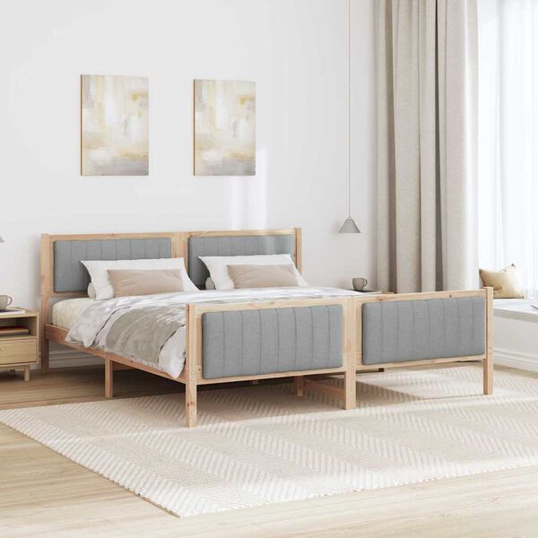 vidaXL Bed frame Brown and light grey 180 x 200 cm Solid pine wood