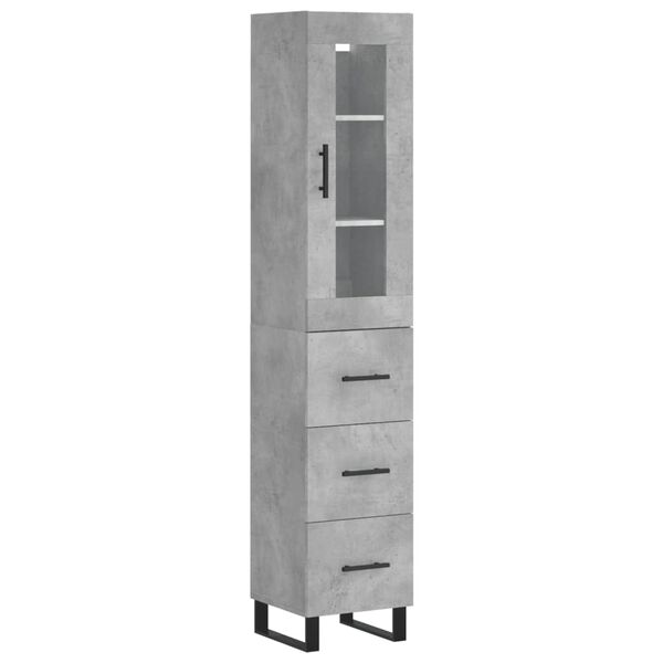 vidaXL Highboard Concrete Grey 34.5x34x180 cm Engineered Wood