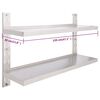 vidaXL 2-Tier Floating Wall Shelf Stainless Steel 120x30 cm