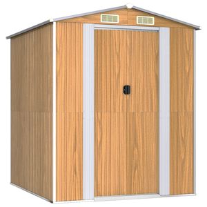 vidaXL Garden Shed Light Brown 192x191x223 cm Galvanised Steel