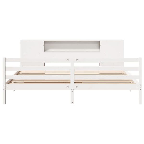 vidaXL Bookcase Bed without Mattress White 200x200 cm Solid Wood Pine
