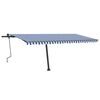 vidaXL Freestanding Manual Retractable Awning 500x300 cm Blue/White