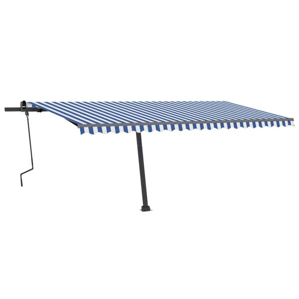 vidaXL Freestanding Manual Retractable Awning 500x300 cm Blue/White