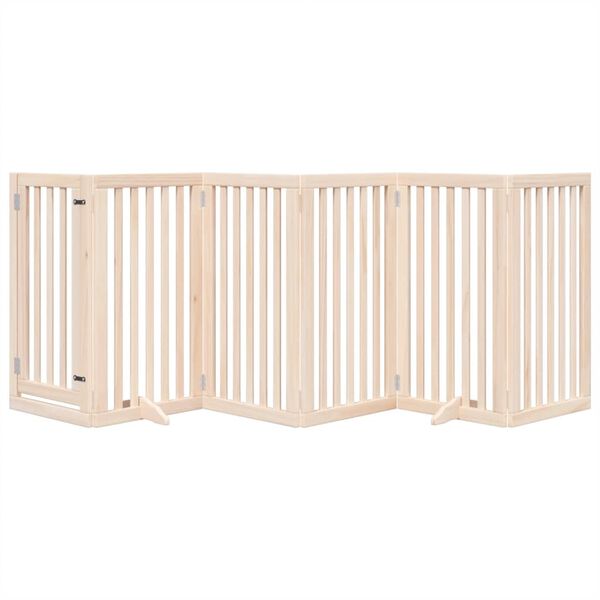 vidaXL Dog Gate with Door Foldable 6 Panels 300 cm Poplar Wood