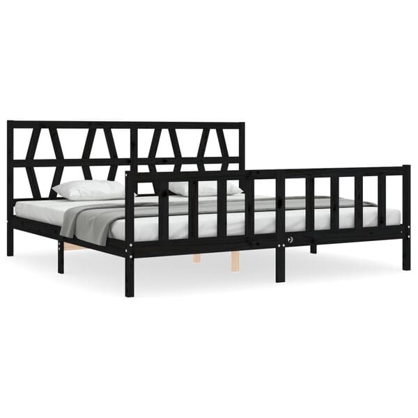 vidaXL Bed Frame without Mattress Black 200x200 cm Solid Wood Pine