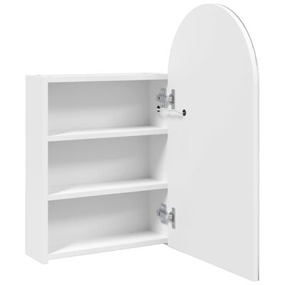 vidaXL Bathroom Mirror Cabinet with LED Light Arched White 42x13x70 cm