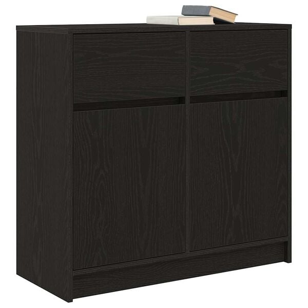 vidaXL Sideboard with Drawer Black Oak 80x34x76 cm Engineered Wood