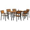 vidaXL Garden Dining Set 7 pcs Black Solid Acacia Wood