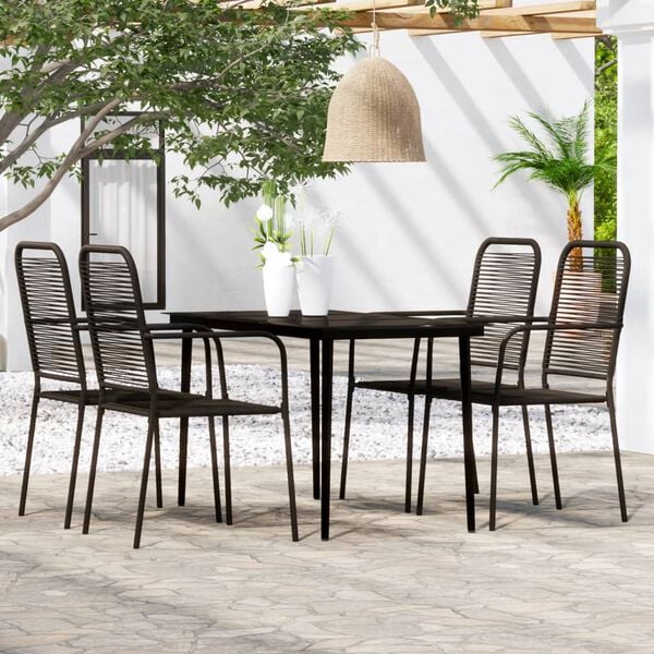 vidaXL 5 Piece Garden Dining Set Black