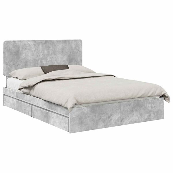 vidaXL Storage Bed Concrete Grey 150 x 200 cm Engineered Wood