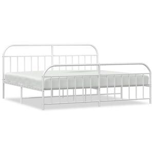 vidaXL Metal Bed Frame without Mattress with Footboard White 200x200cm