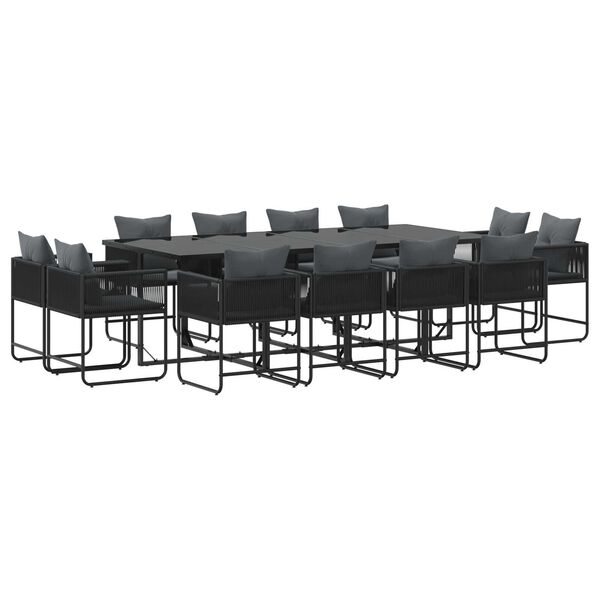 vidaXL Garden Dining Set 13 pcs Black Steel