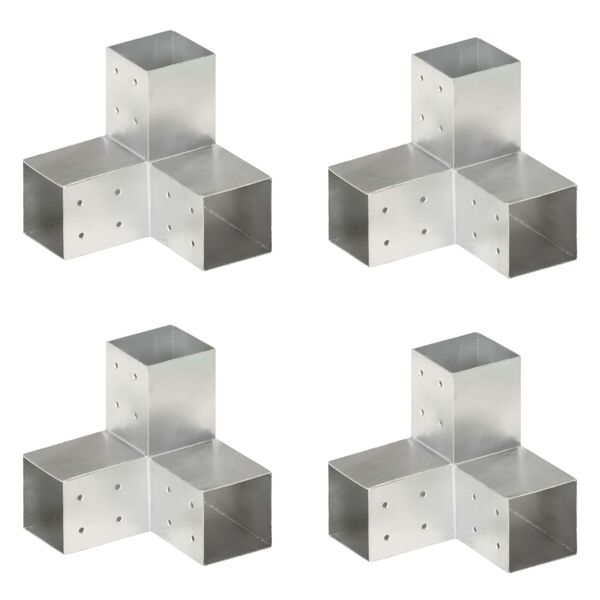 vidaXL Post Connectors 4 pcs Y Shape Galvanised Metal 81x81 mm