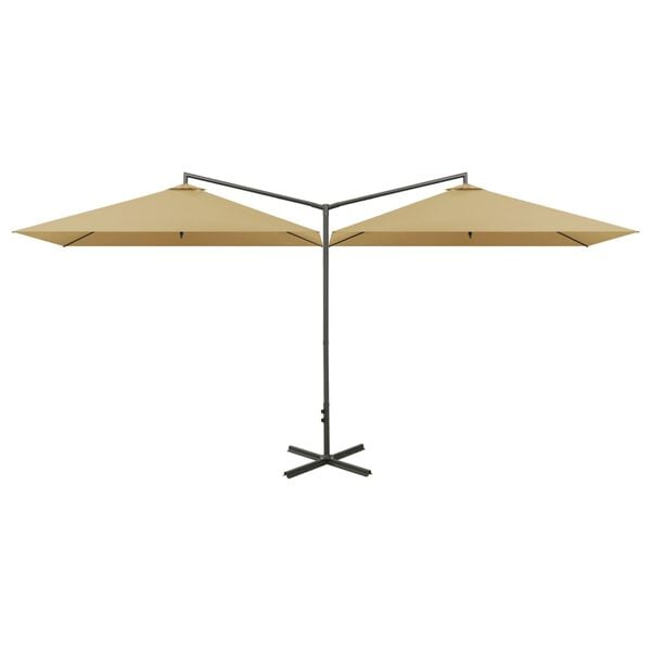 vidaXL Double Garden Parasol with Steel Pole Taupe 600x300 cm