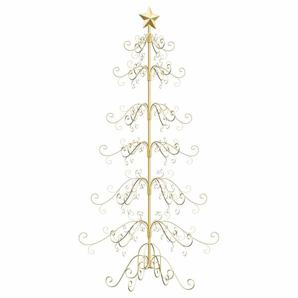 vidaXL Metal Christmas Tree with Stand Gold 215 cm Powder-coated steel