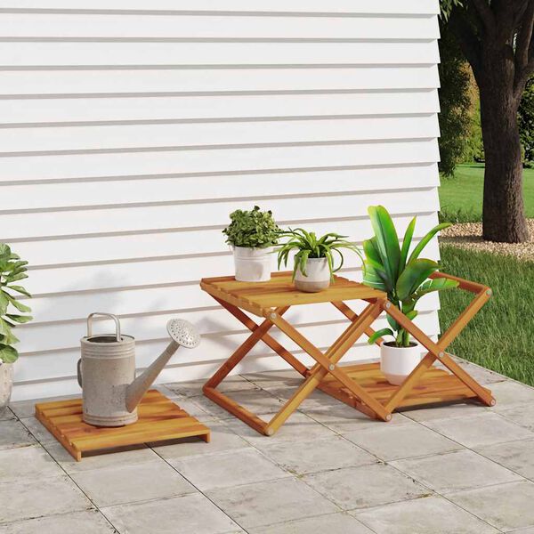 vidaXL 3-Tier Folding Shelf Brown 43x31x63 cm Solid Wood Acacia