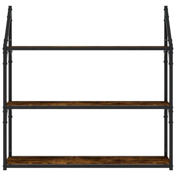 vidaXL 3-Tier Wall Shelf Smoked Oak 80x21x78.5 cm Engineered Wood