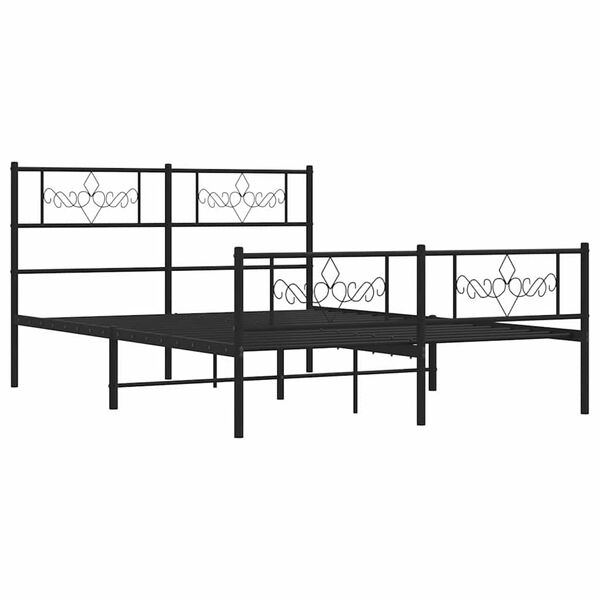 vidaXL Metal Bed Frame without Mattress with Footboard Black 135x190cm